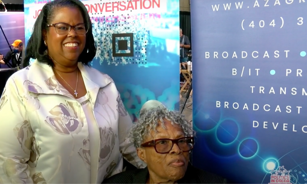 Opal Lee, Grandmother of Juneteenth, is joined by her grand daughter, Dione Sims.