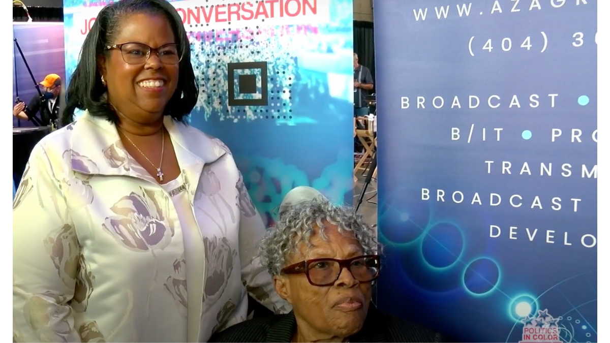 Opal Lee, Grandmother of Juneteenth, is joined by her grand daughter, Dione Sims.